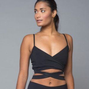 NWOT Soul Flower Yoga Wrap Bralette Organic Cotton Grey Made in USA Size Large